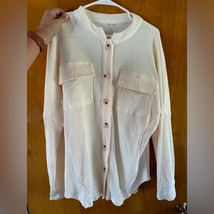 NWOT Beige Waffle Knit Shacket